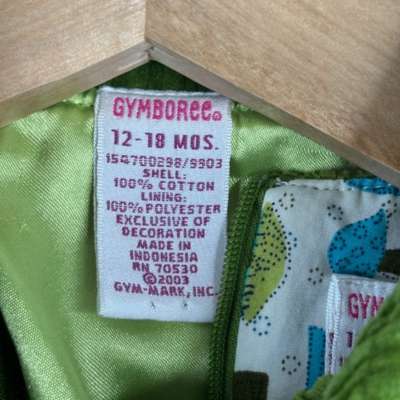 VTG Y2K Gymboree Corduroy Pea Coat Dress Set 18M Green Toggle Button Mushroom - Picture 8 of 12